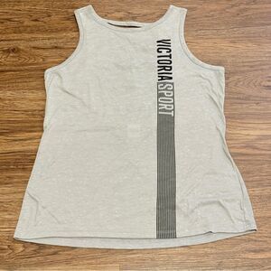Victoria’s Secret Victoria Sport Tank Top Gray With Black Logo Size Medium